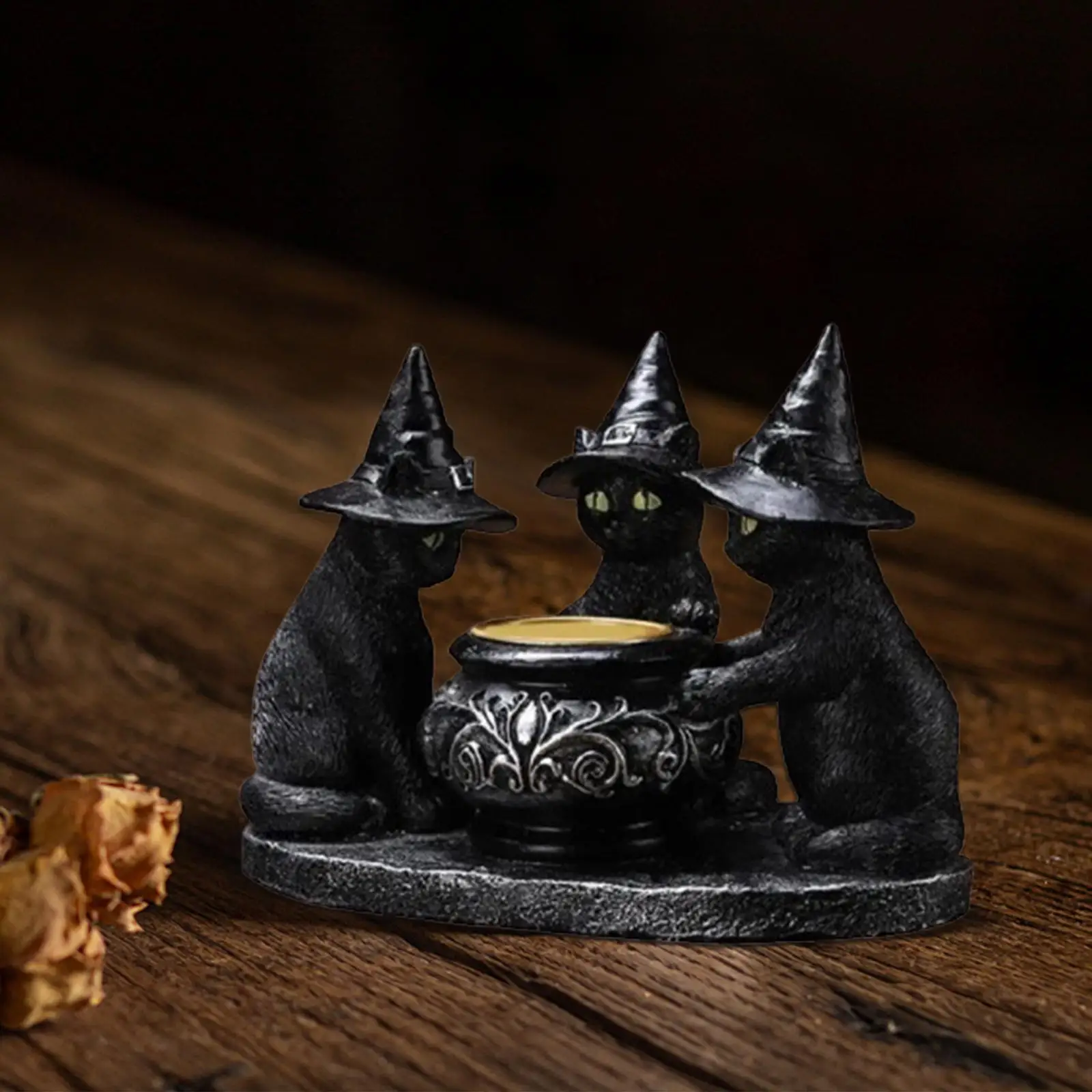 Black Cat Tealight Candle Holder Halloween Candlestick Candelabras Gothic