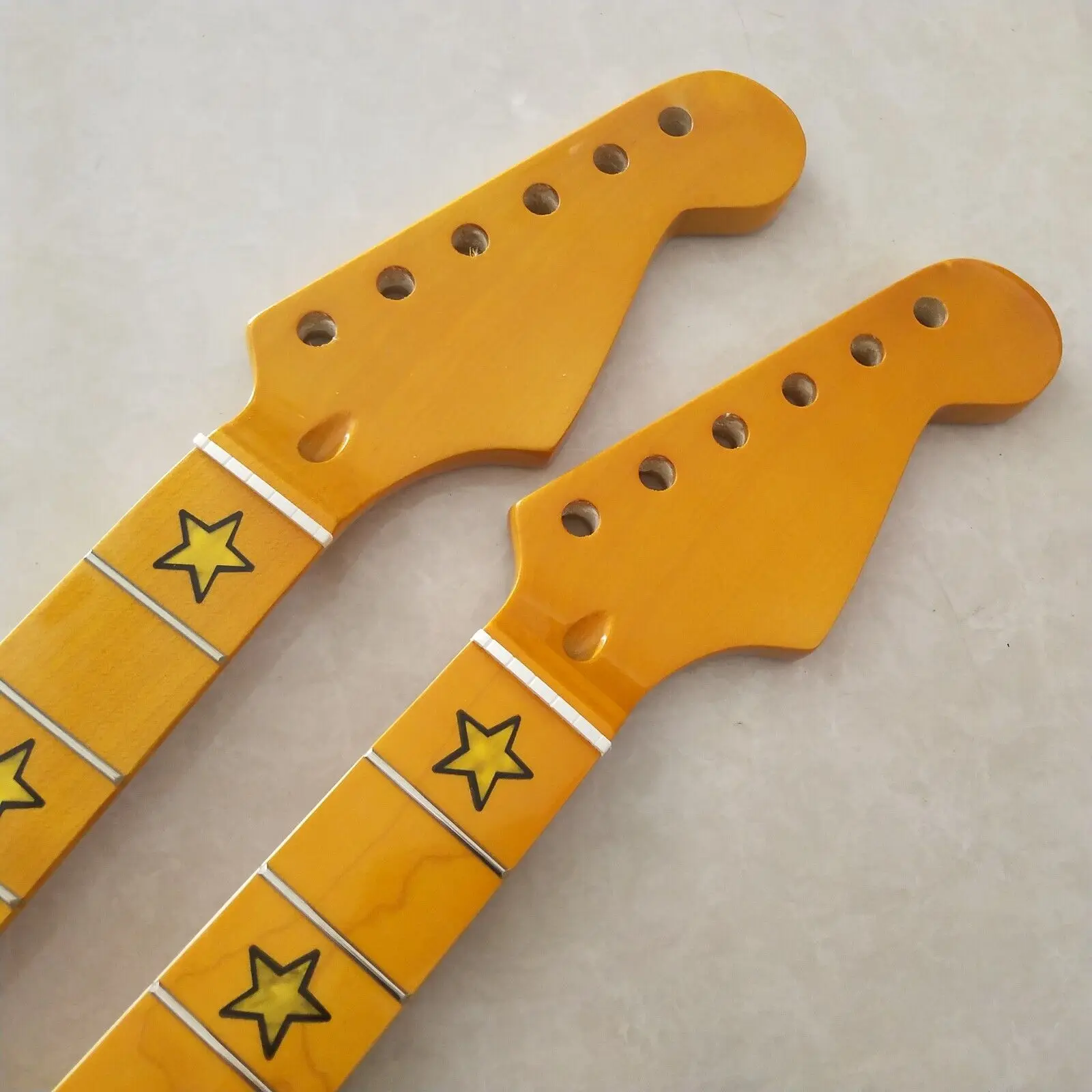 

2pcs Maple Guitar Neck 22 Fret 25.5inch Maple Fretboard Star Inlay Yellow Necks