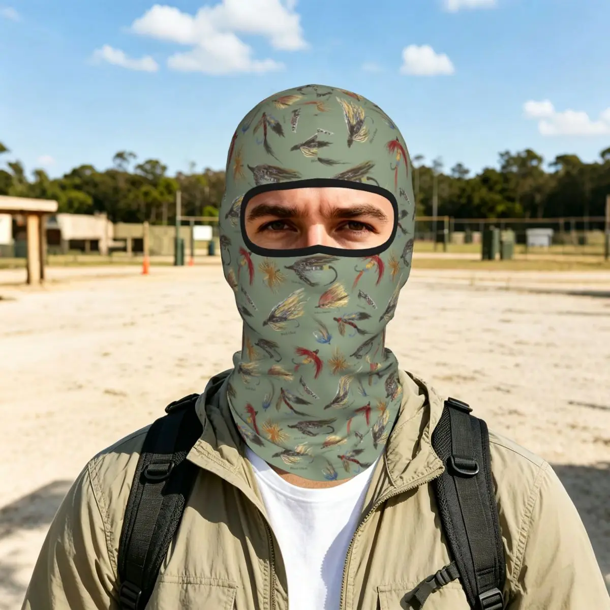 Fly Fishing With Hand Tied Flies Thin Balaclava Full Face Mask Sun Protection Neck Gaiter For Motorcycle Cycling Fishing Outdoor
