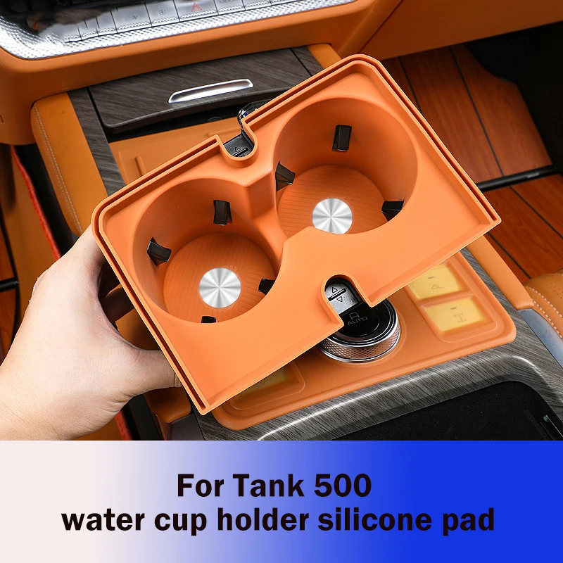 

Car Central Control Water Cup Protective Pad Fit for Tank 500 Hi4-t Hi4-Z Auto Water Cup Holder with Metal CD Ring Silicone Pad