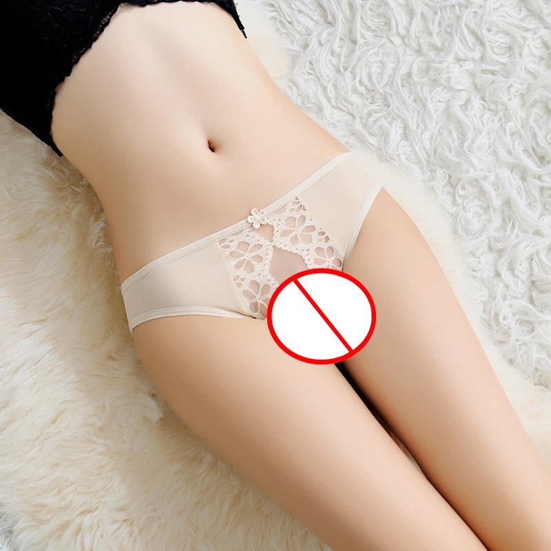 Women's Sexy Lace Crotchless Thong G-String Transparent Open-Crotch Panties Special Occasion Lingerie Underwear