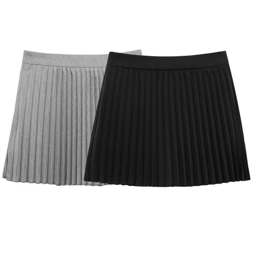 Imagen 2 del producto HXAO Mini Culottes plisados falda de mujer verano 2025 elegante negro gris faldas abrigo falda de cintura alta pantalones Culottes de estilo coreano