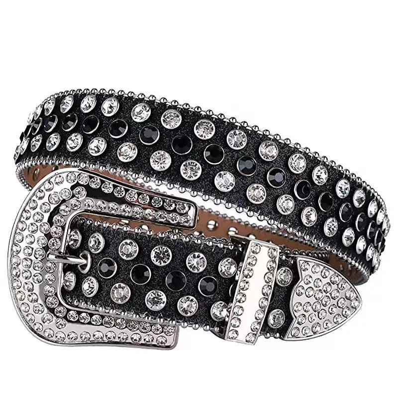 

Ladies' Fashion Rivet Alloy Water Diamond Inlaid Needle Buckle Punk Style European and American Hip Hop Trendy Style