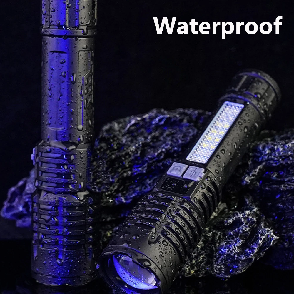 High Power Rechargeable Flashlight Built-in Battery Strong Lamp Tactical Torch Light Outdoor Camping Hiking Flashlights