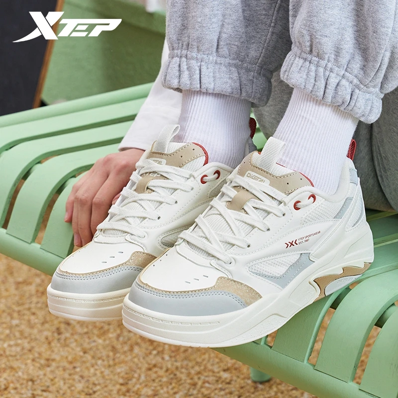 Xtep Skateboarding Shoes For Women 2024 Spring Non-Slip Fashion Women\'s Sports Shoes Cushion Thick Sole Sneakers 976118310044