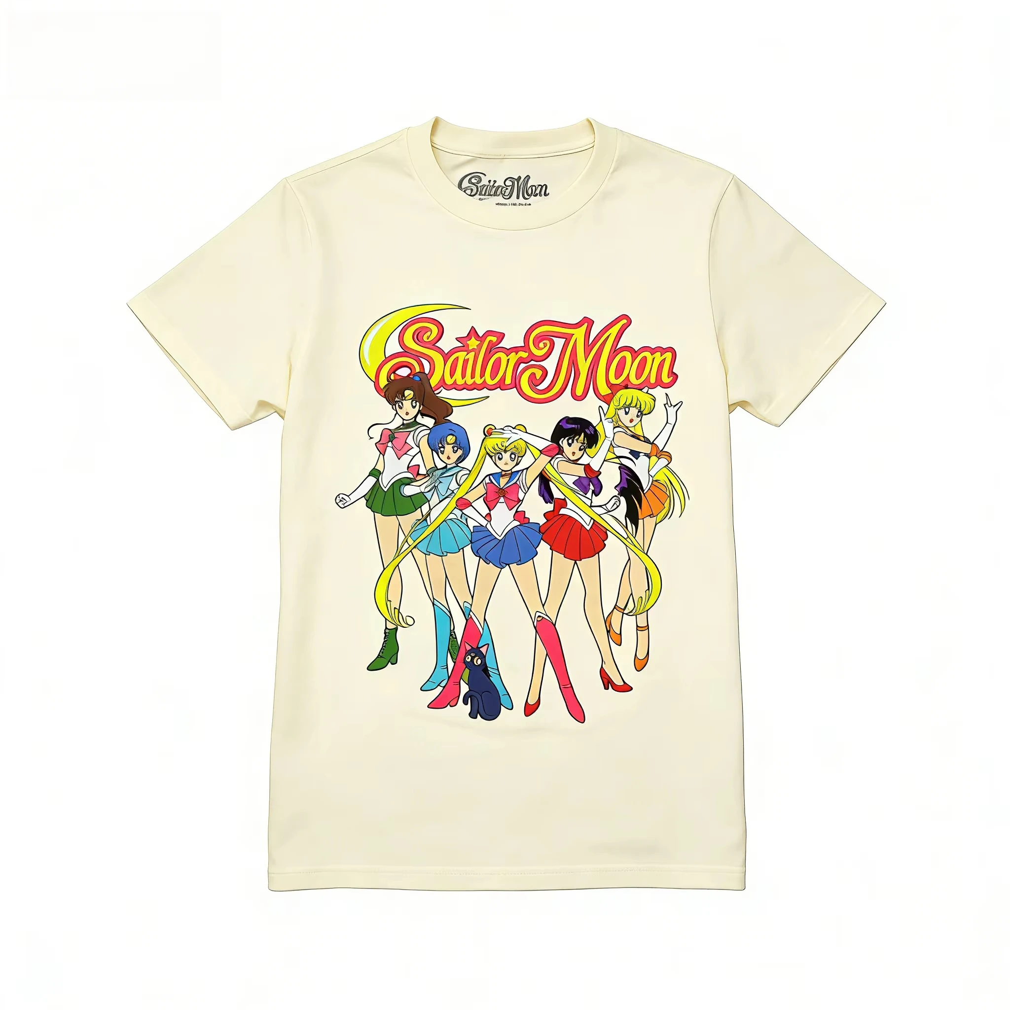 2026 Neues heißes Sommer-T-Shirt für Erwachsene: Sailor Moon Guardians im Formationseinstand unter dem Logo – T-Shirt im Retro-Street-Style