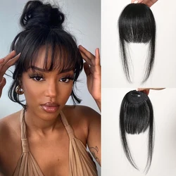 Ludzkie grzywki dla kobiet Clip on Air Bangs for Daily Hair Extensions Natural Black Human Wispy Bangs Fringe Blunt Cut Bangs