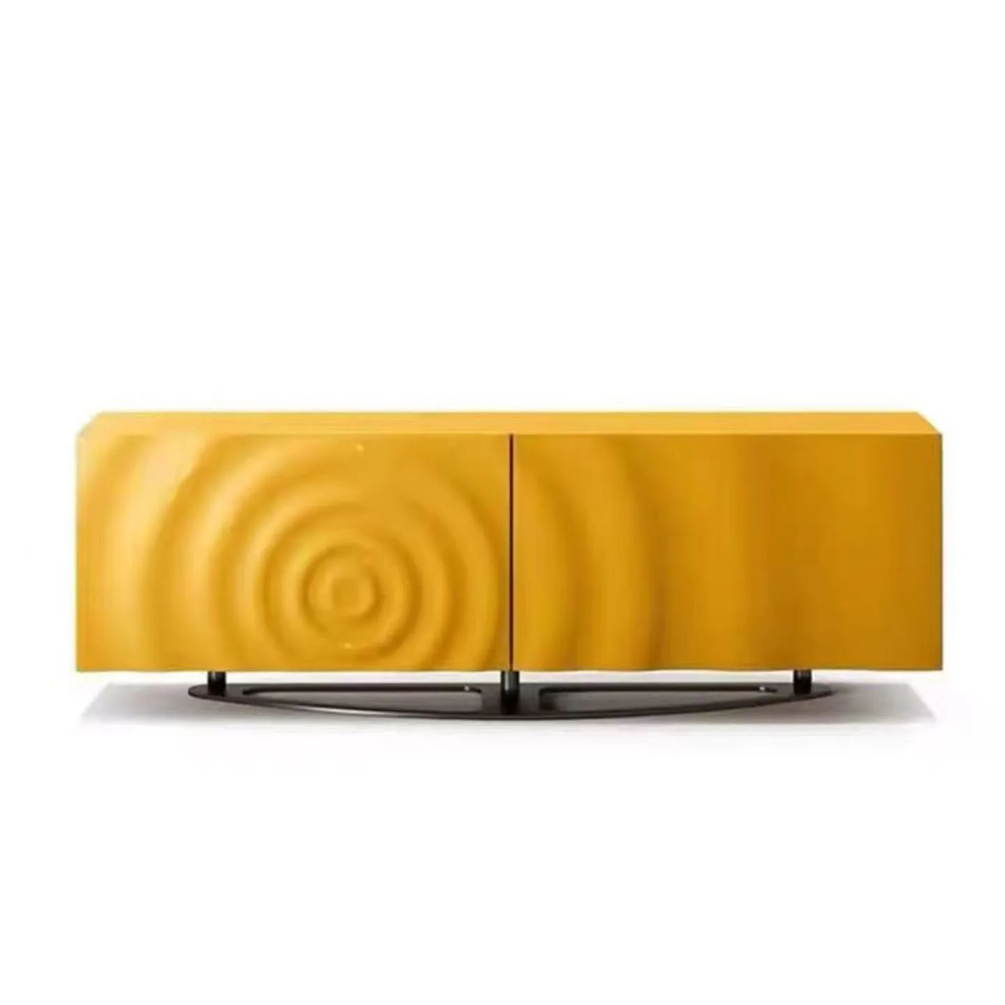 Italian light luxury solid wood TV cabinet water ripple high-end creative stainless steel storage side cabinet