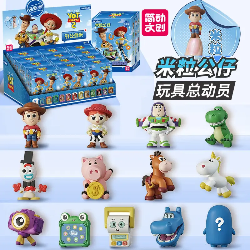 

Jandoon toy story Blind Box Woody Buzz Lightyear Jessie Rex Slinky Dog Hamm Collection Doll Mini Joy Action Figure Model Toy Gif