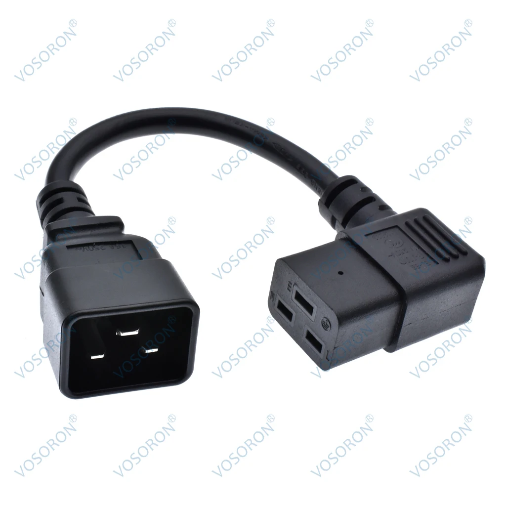 Right Angled C19 Female to C20 Male Power Extension Adapter Cable for PDU UPS