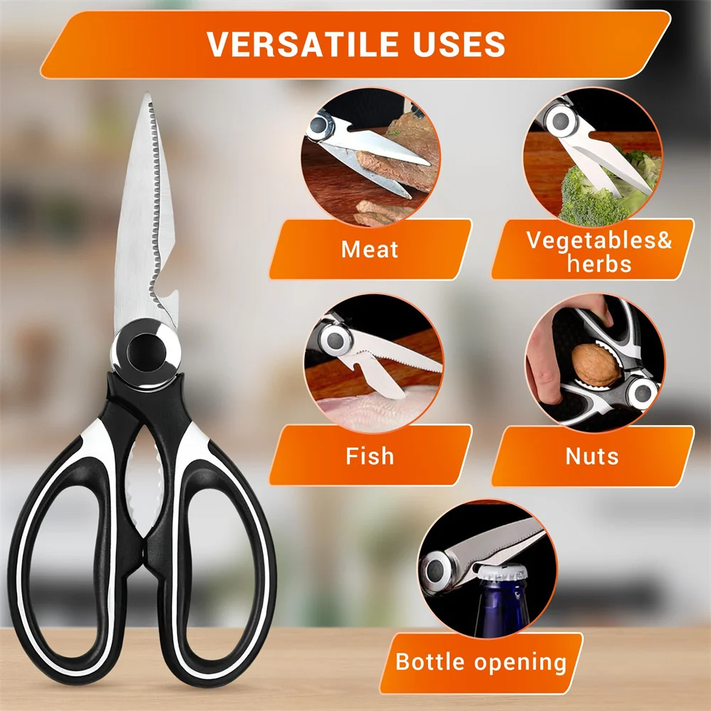 Smart Kitchen Shears with Cover Scissors Kitchen Gadgets Utility Heavy Duty Stainless Steel Kitchen Scissors