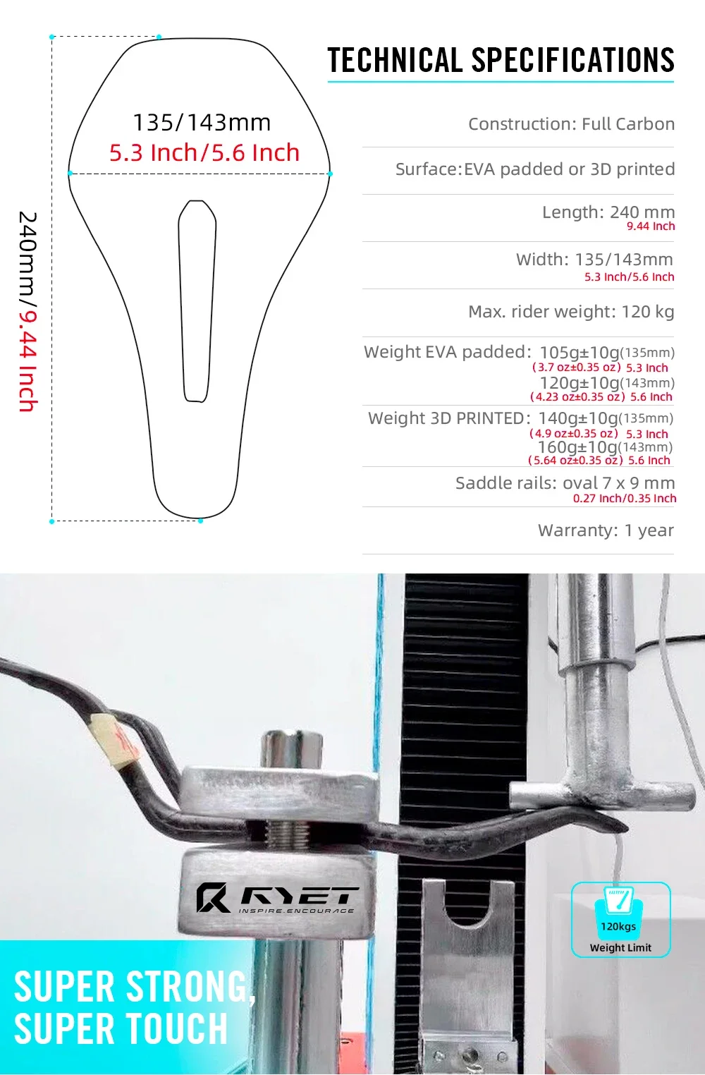 RYET Ultraleichter Carbon-Fahrradsattel 3D-Gedruckter Fahrradsitz 135/143mm Bike-Sattel für MTB Gravel Rennrad Fahrradteil – Detail 3
