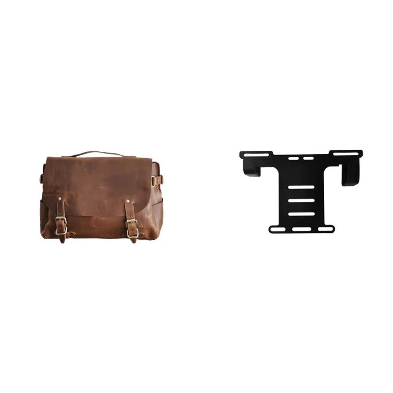 For Indian Springfield Dark Horse Chief Bobber Retro Cowhide Modified Frame Riding Side Tail Bag with Brackets