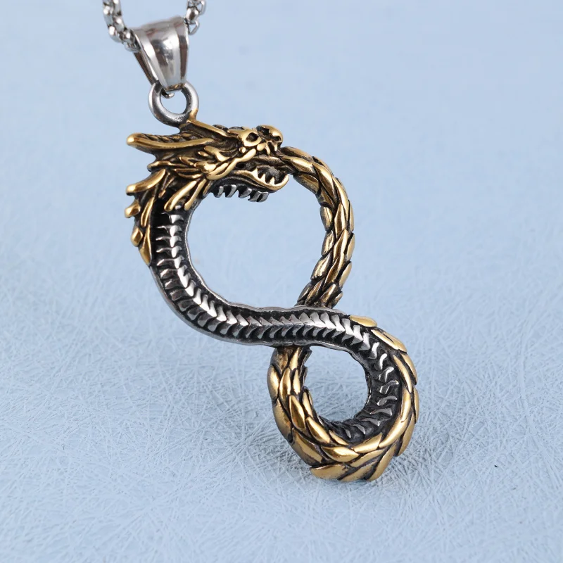 Copper electroplated with gold is selling well insDragon-shaped stainless steel Men's pendants are available in stock for wholes