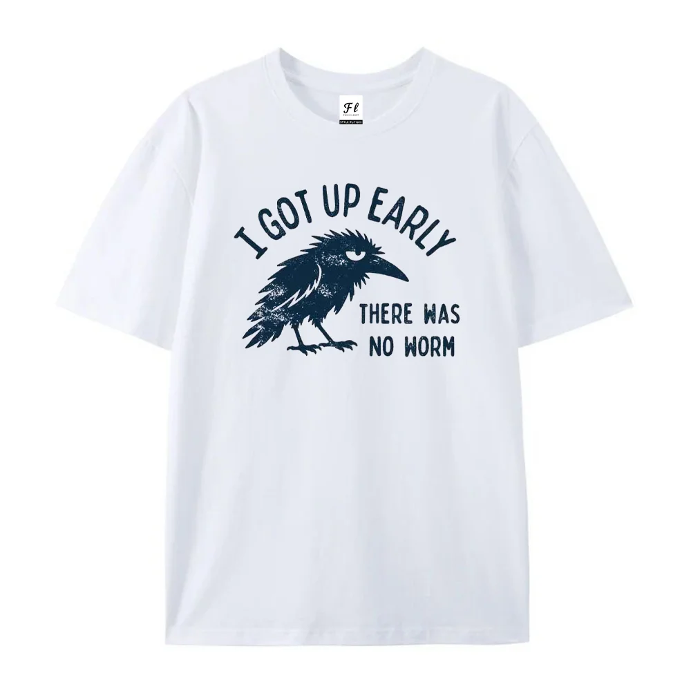 Funny Crow Humor Graphic Print Unisex T-Shirt Vintage Casual Loose Short Sleeve Couple Tees Tops