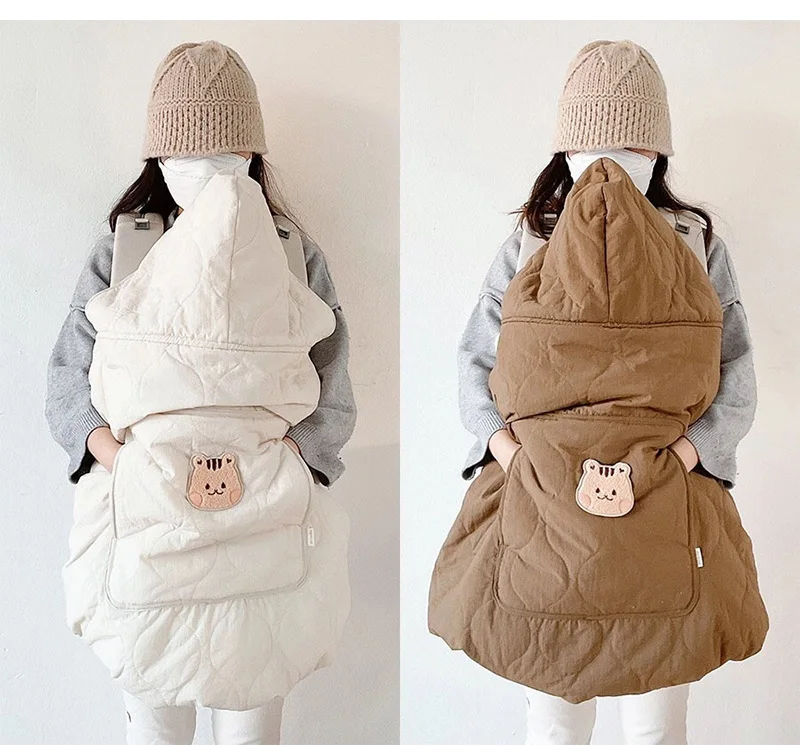 Mit kapuze Decke für Baby Kinderwagen Neugeborenen Swaddle Wrap Warme Babytrage Sling Abdeckung Säuglings Mantel Cape Schlafen Quilt 80*85 cm – Detail 4