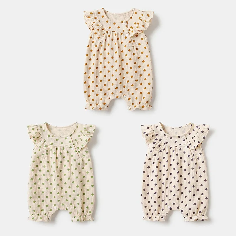 Boys Girls One Piece Outfit 100% Cotton Newborn Baby  Sleeveless Romper summer Infant Solid Knitting Thin Jumpsuit For summer