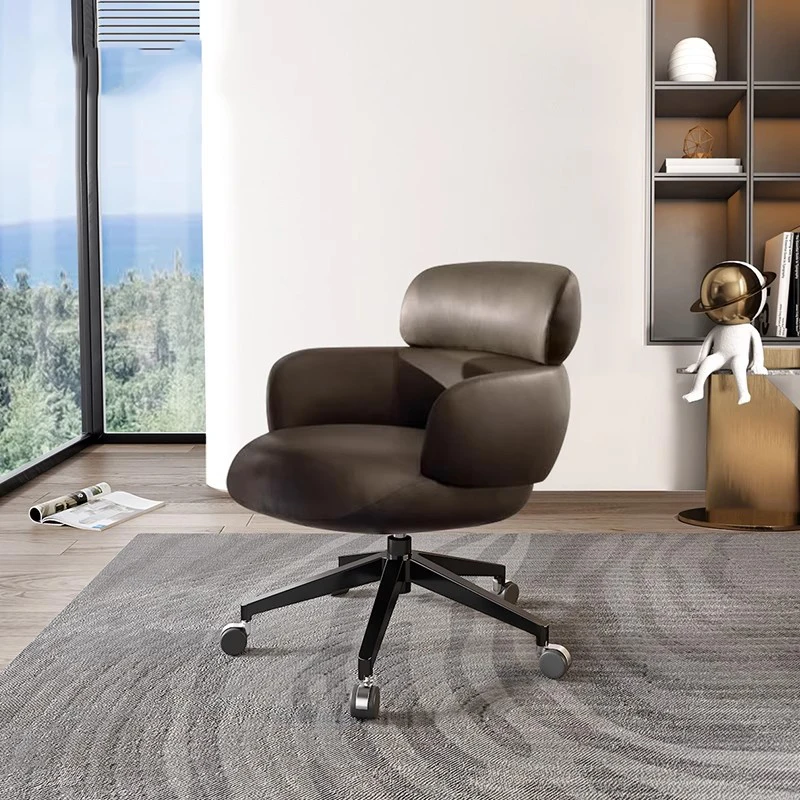 

Leather Designer Office Chair Cushion Dinning Bedroom Nordic Office Chair Backrest Low Comfortable Silla Oficina Home Furniture