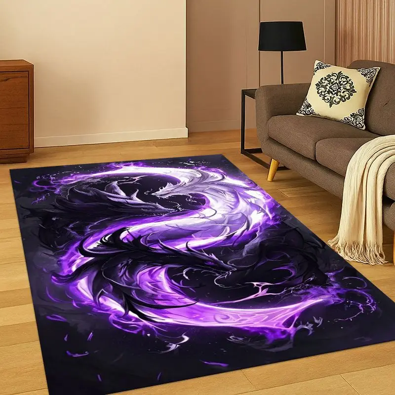Yin Yang Symbol Chinese Tai Chi Carpet Rug for Bedroom Living Room Sofa Playroom Doormat Home Decor, Game Area Rug Non-slip