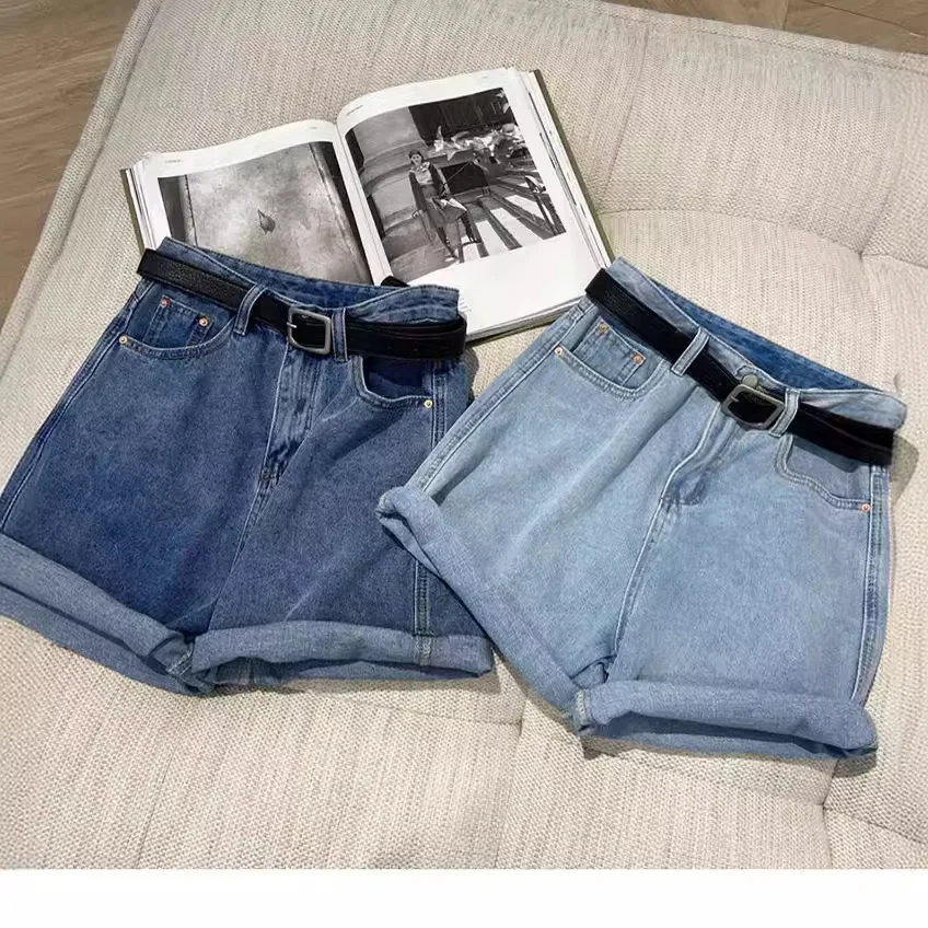 New Women Summer Midi Shorts Skirt Hip Zipper Button Pockets Vintage Casual Elegant Party Fashion Casual Denim