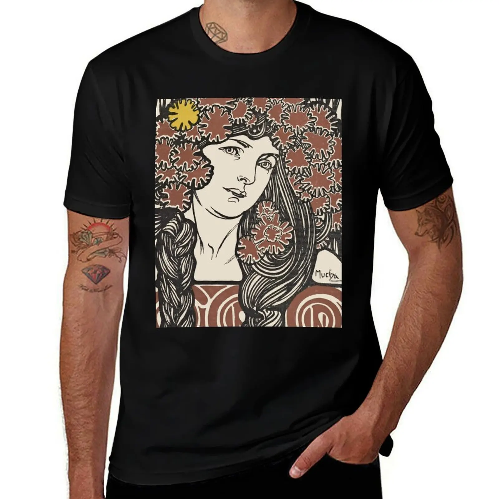 

Vintage Alphonse Mucha - Cocorico 1912 Art Nouveau T-Shirt t shirt man cotton t shirt men 100% cotton luxury brand T-Shirt