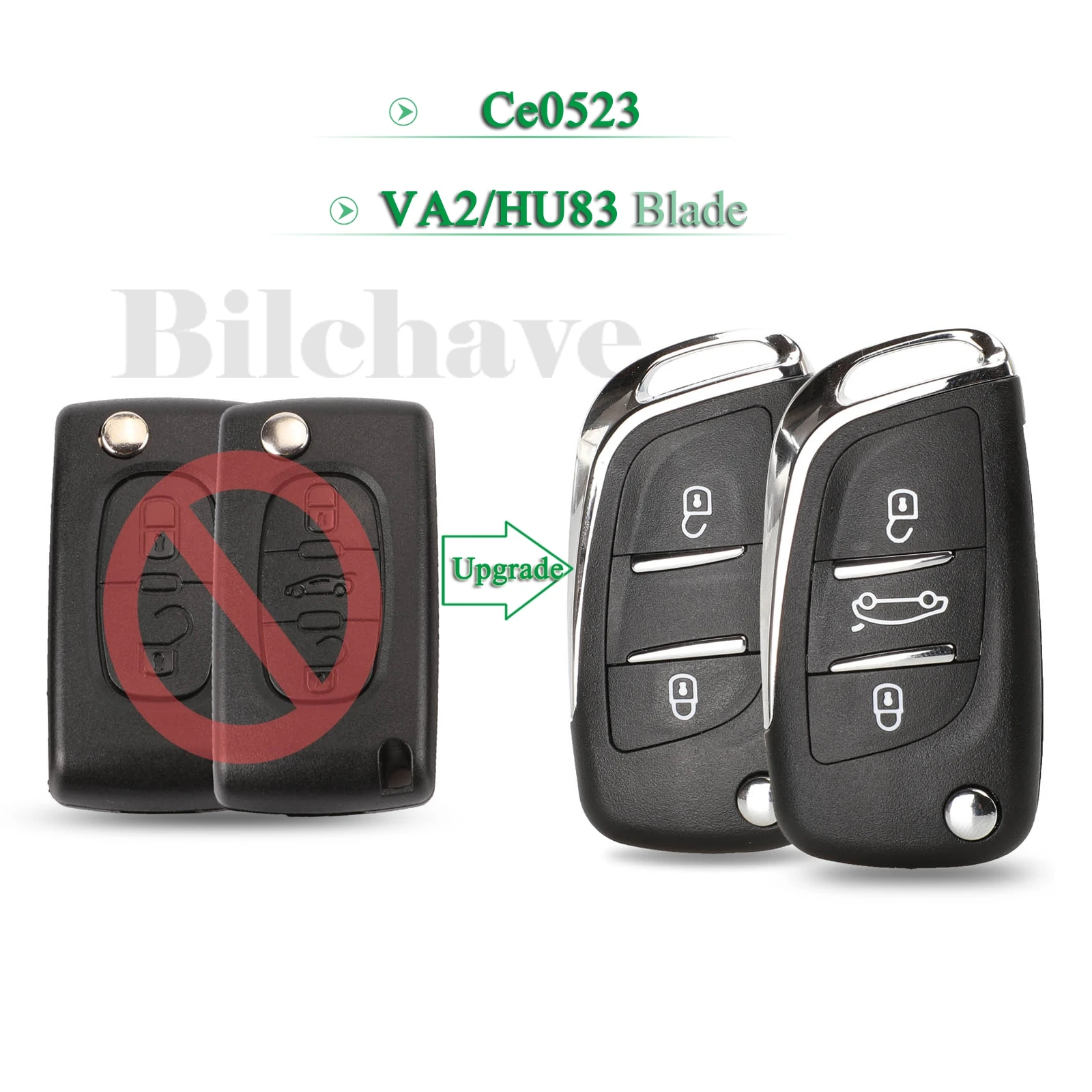 Bilchave 2/3 Buttons For Citroen C5 C4 Coupe VTR C6 C8 C2 Berlingo Xsara Picasso Fob Remote Car Key Shell VA2/HU83 Blade Ce0523