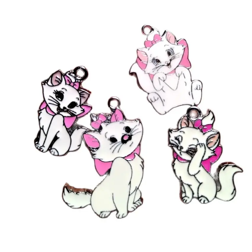 Mix 10 pcs kot kreskówkowy wisiorek emaliowany urocze naszyjnik z amuletem kolczyk wisiorek zapasy rzemieślnicze do DIA