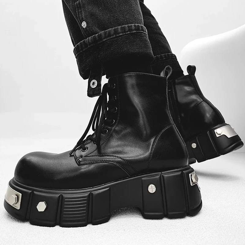 italian brand designer high platform boots for men fashion soft leather shoes cowboy spring autumn boot stylish motorcycle botas view 3