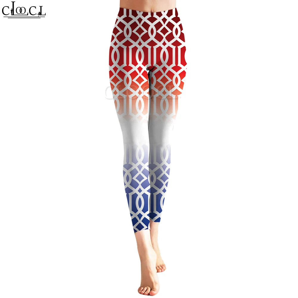 

CLOOCL Women Leggings Yoga Clothing Plaid Print Trousers Running Workout Jogging Leggings Ethnic Retro Style Slim Pants