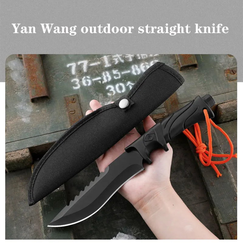 Outdoor Straight Knife Tactical Knife Multifunctional Knife Field Defense Knife Portable High Hardness Sharp Knife Survival Knif