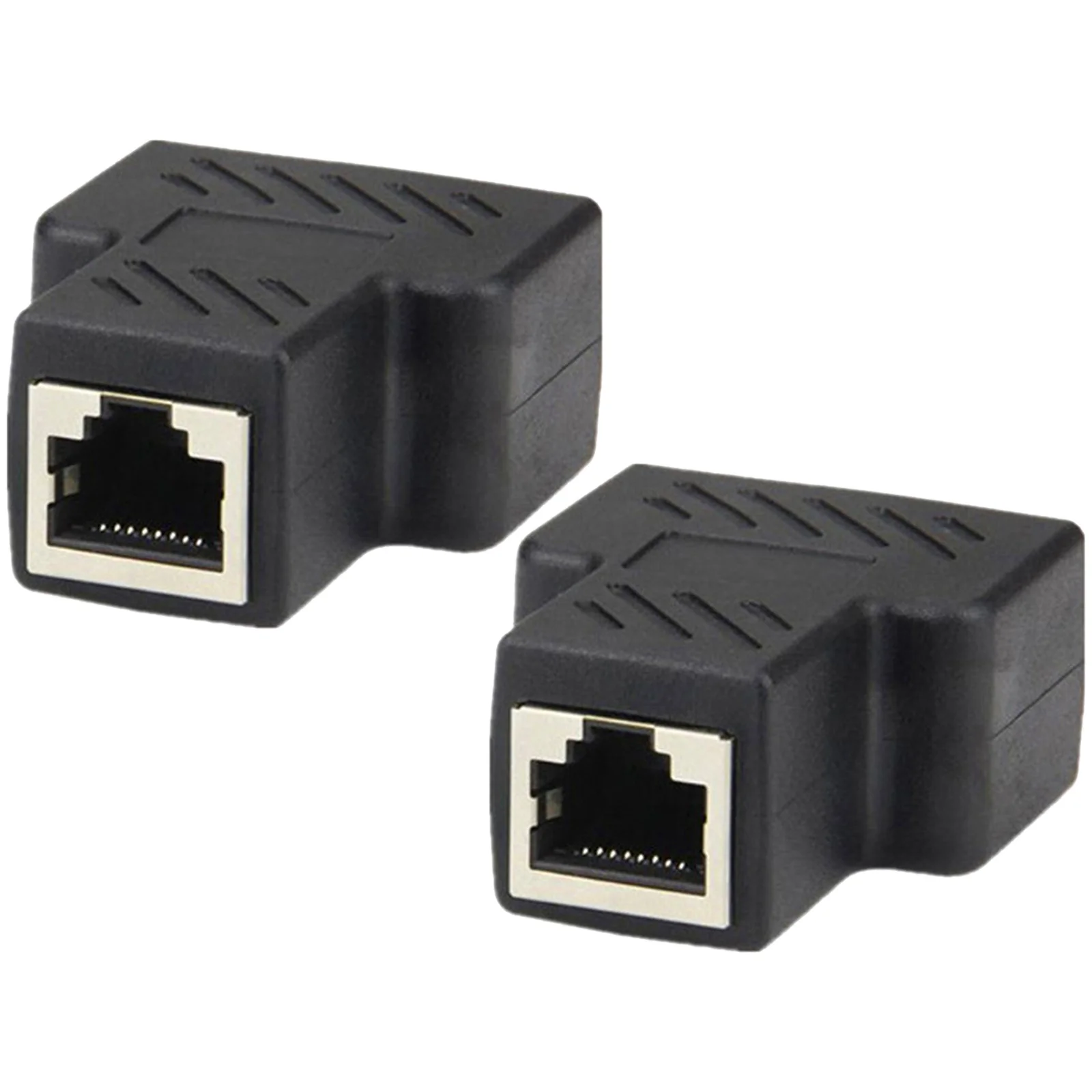 

2pcs Network Cable Splitter Connector Black Rj45 Adapter Durable Plastic For Home Office Use Network Adapter Practical Connector