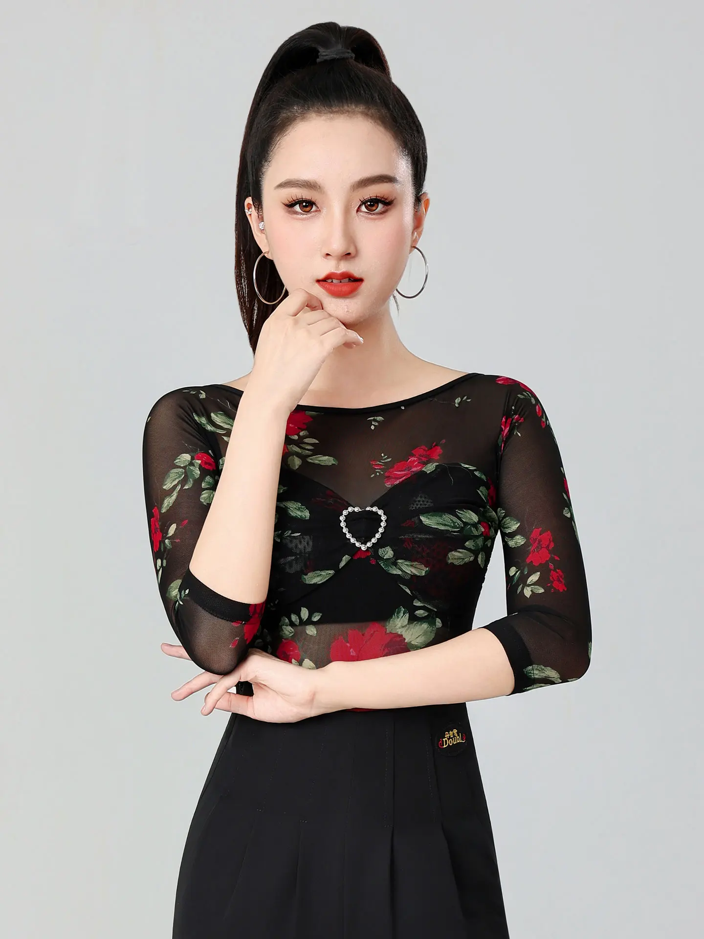 Top da ballo latino Pratica da donna Maglia sexy Body da ballo moderno Sala da ballo Abiti da ballo latino