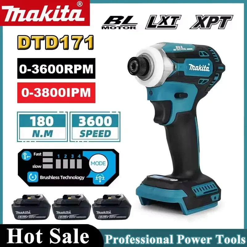 makita-dtd171-–-tournevis-electrique-sans-fil-18v-lxt-perceuse-a-percussion-sans-balais-avec-mandrin-hexagonal-de-1-4-pouces-outil-de-fixation-pour-la-construction