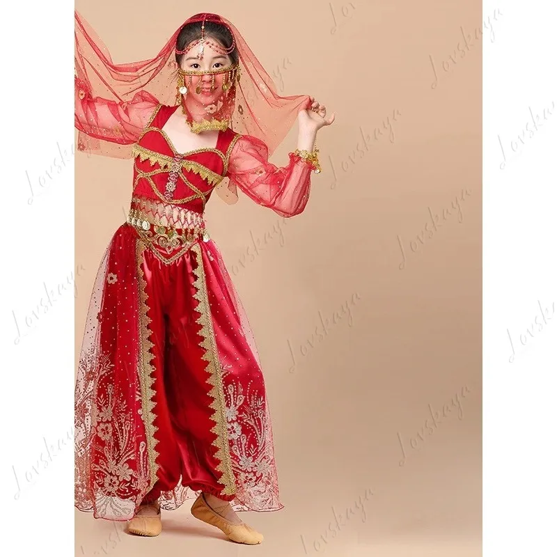 فستان رقص عرقي غريب للأطفال طقم أداء لمرحلة الأطفال الصغار زي عرقي للفتيات لقراص الرقص والعروض #5