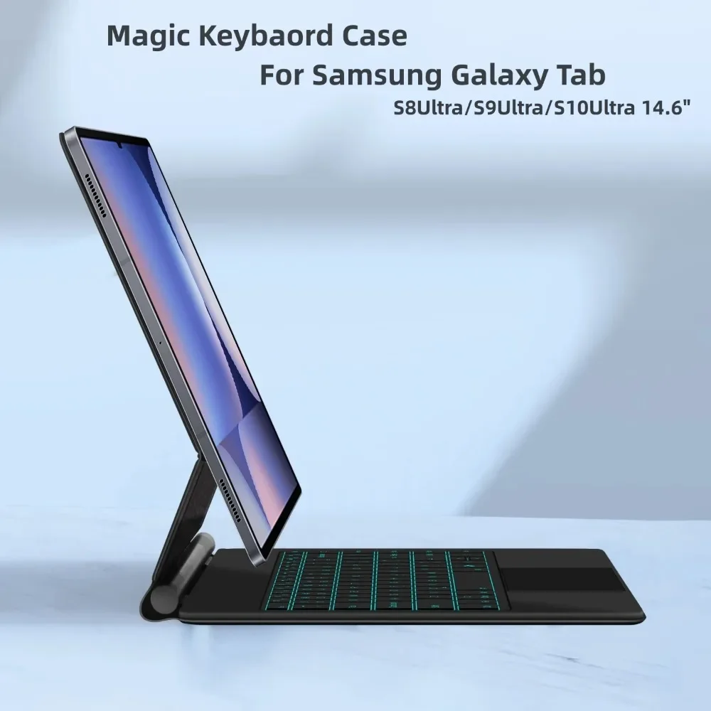 

Чехол Magic Keybaord для Samsung Galaxy Tab S9 Ultra S10 Ultra S8 Ultra, чехол для планшета, испанский, корейский, русский, арабский, Keybaord Funda