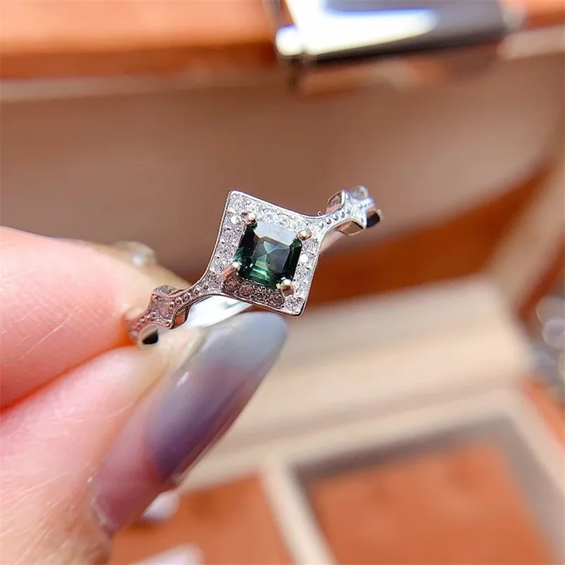 

Fashionable 925 Silver Inlaid Natural Sapphire Ring, Women's Ring, Confession Gift