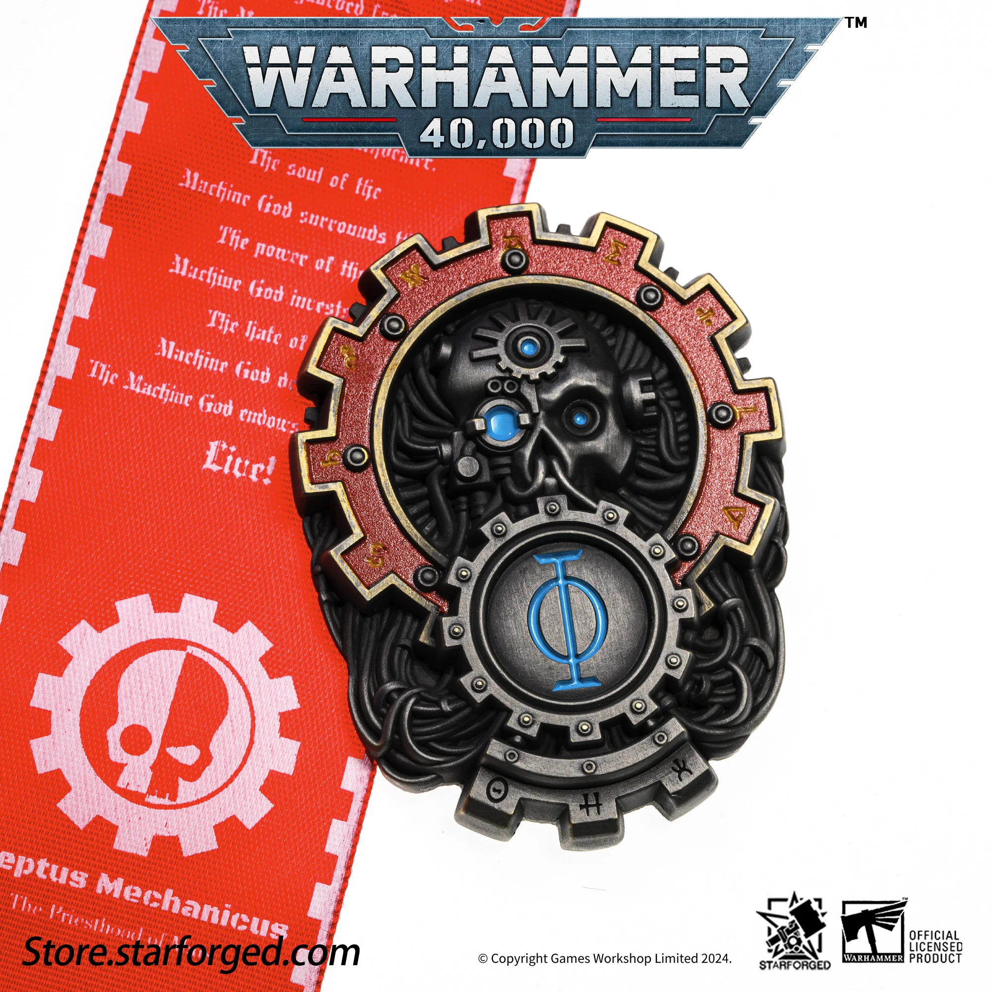 6.2Cm Starforged Warhammer 40,000 40K Seal of The Omnissiah Game Peripherals Mechanical Imprint Skull Badge Model Toys Gift