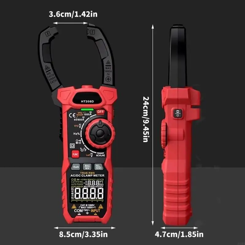 

85WD 1 Set HT208D Efficient Clamp Meter 1000A Measuring Current Voltages Resistance