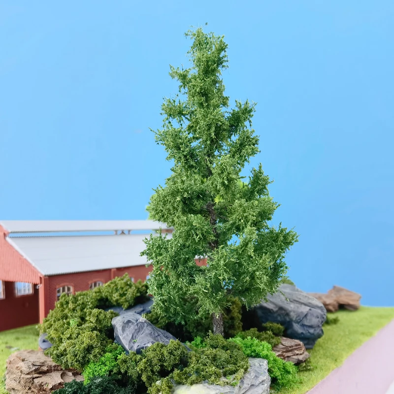 10/15/18/23/28cm miniature pine tree model wire tree autumn dark green army green military sand table layout DIY finished tree