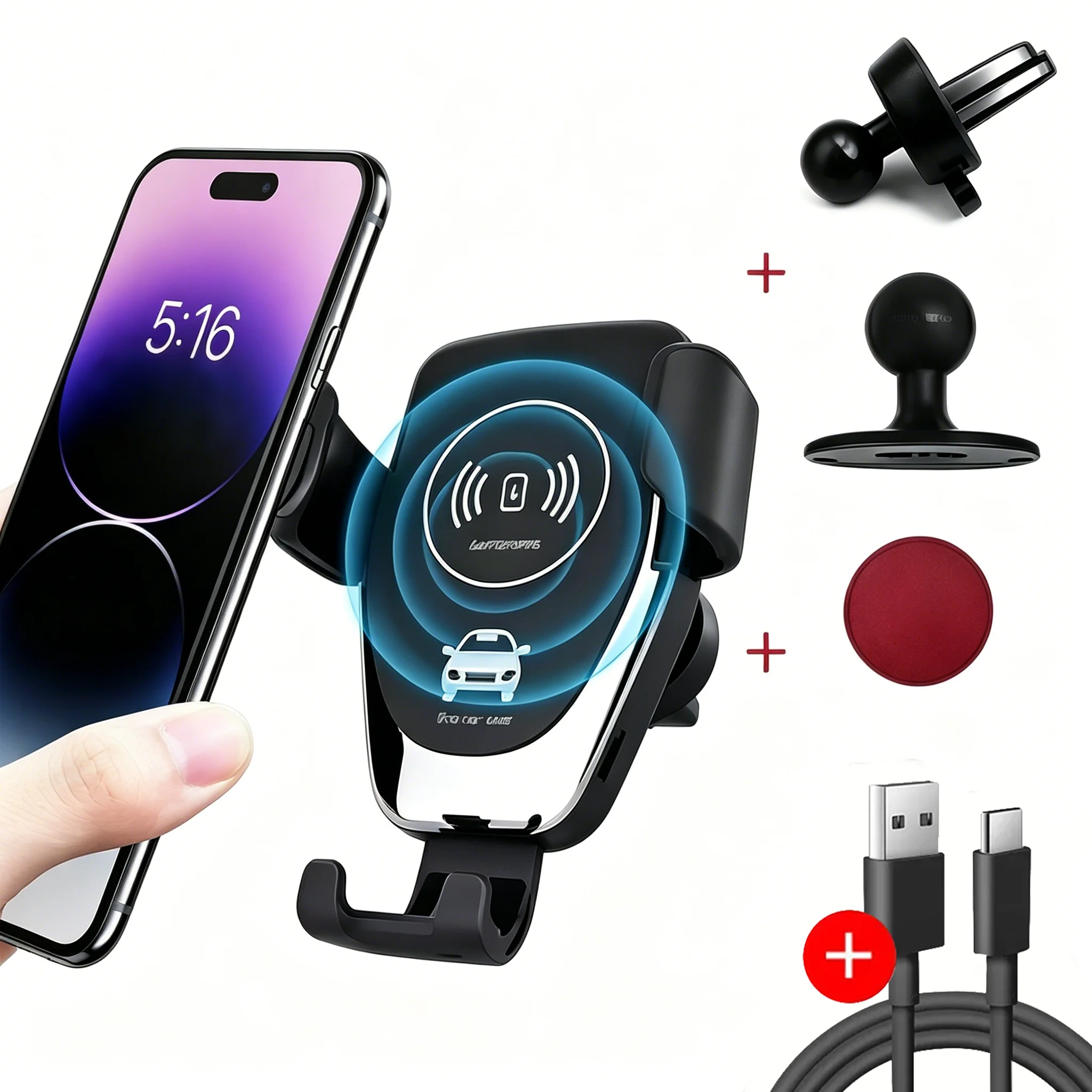 Wireless Car Charger Mobile Phone Holder Gravity Induction C