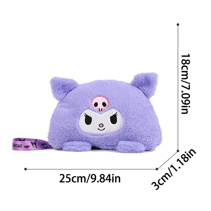 Sanrio Pluche Tas Cartoon Kuromi Cinnamoroll Melodie Hello Kitty Crossty Cosmetische Opbergtas Verstelbare Schouderband