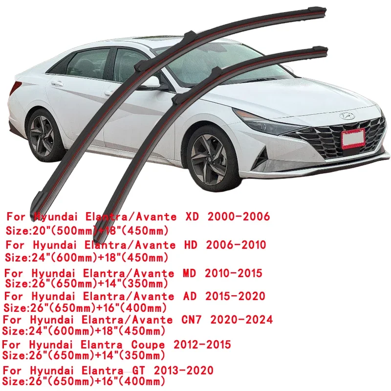 

For Hyundai Elantra Avante XD HD MD AD CN7 2000-2024 Car Windshield Wiper Blade Front Windscreen Brushes Washer Window Cleaning