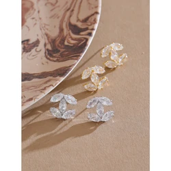 Mchic Wholesale Cubic Zirconia Chic Shiny Fashion Flower Stud Earrings for Women Allergy Prevention Exqusite Jewelry