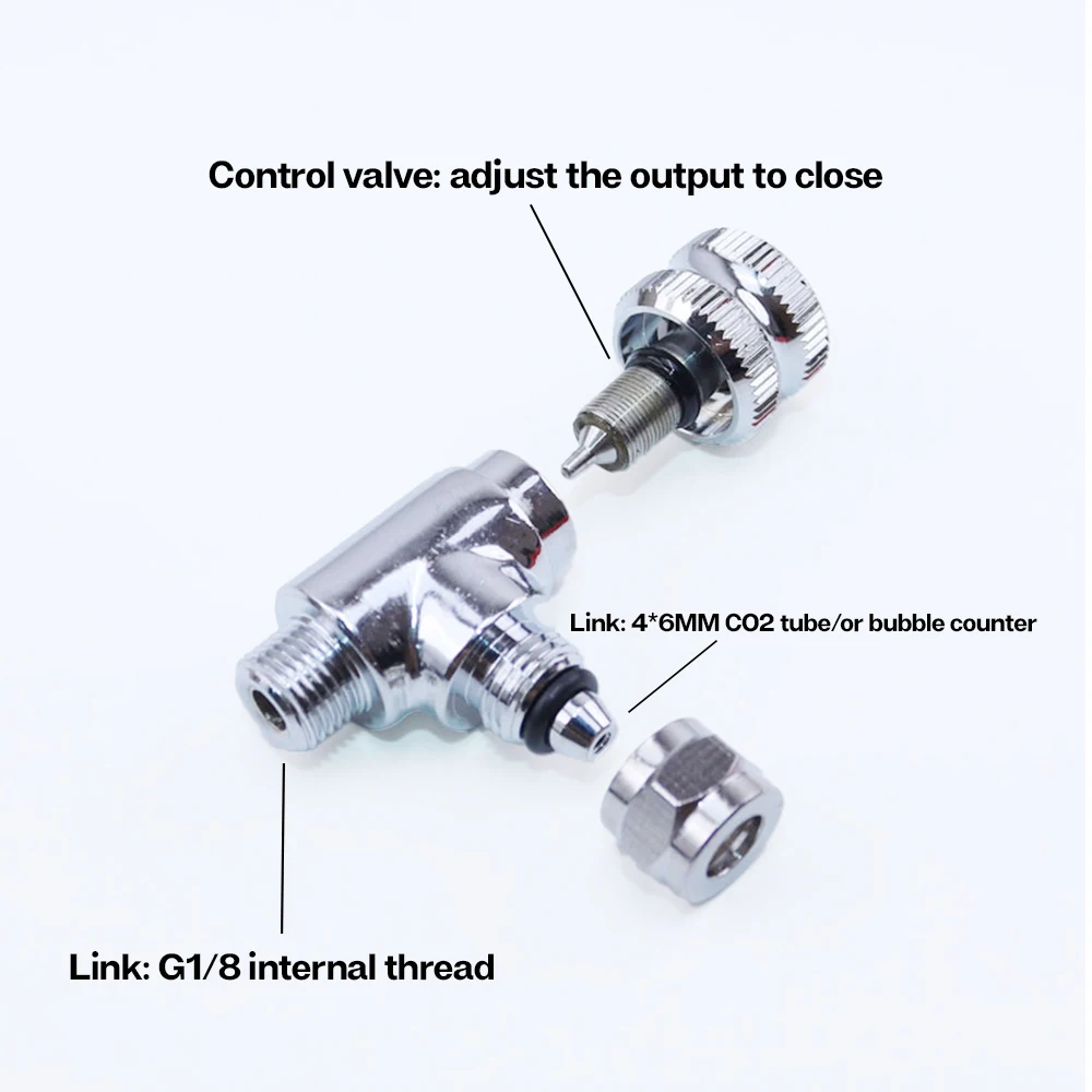 Aquarium CO2 Control Valve Metal Single Head Double Head Fish Tank CO2 Equipment Control Flow Output Fine Adjustment Valve