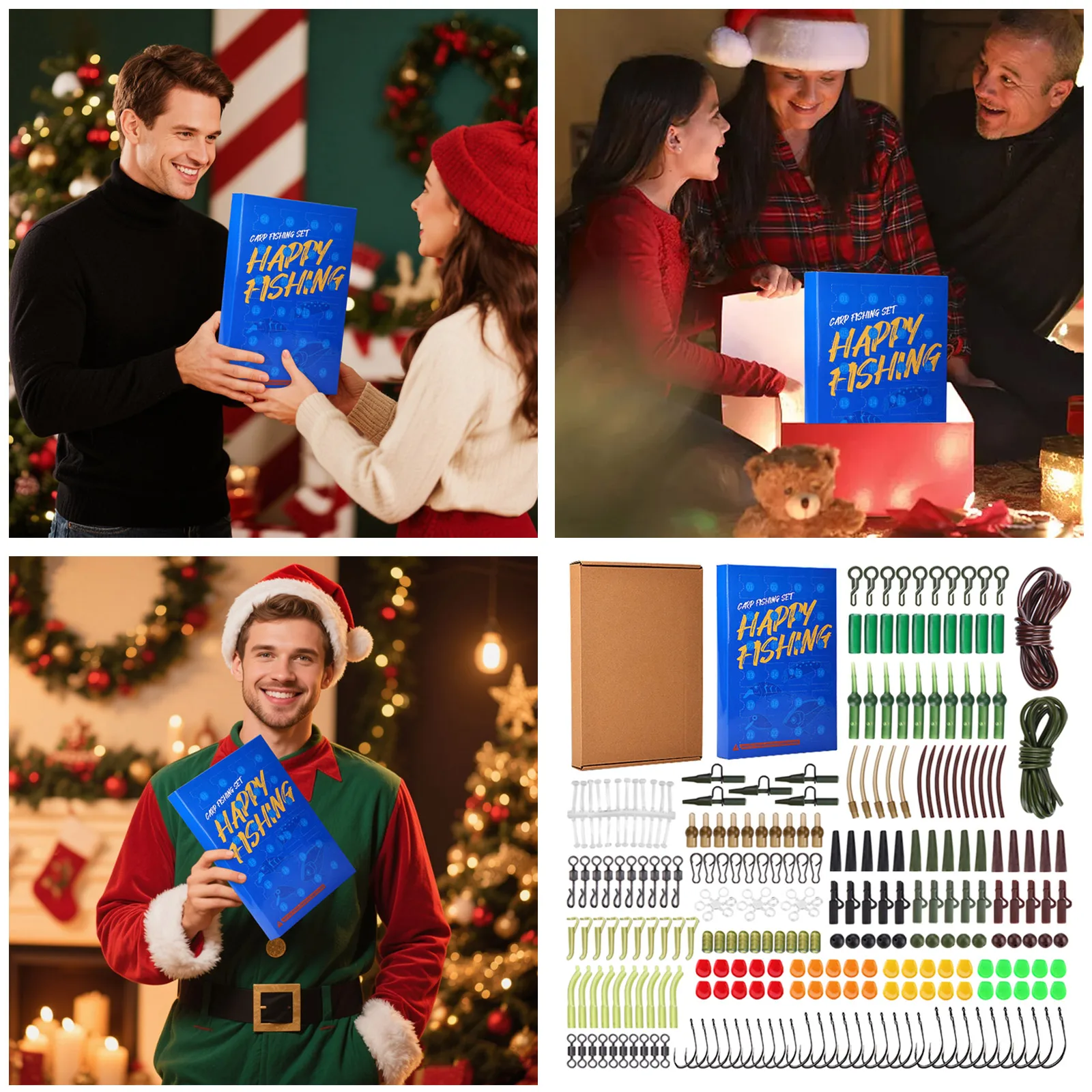 Kalendarz zegarowy do klasy 2025 Kalendarz adwentowy wędkarski dla mężczyzn, dorosłych wędkarzy, nastolatków, dzieci, kalendarz świąteczny, zegar zasilany z gniazda.