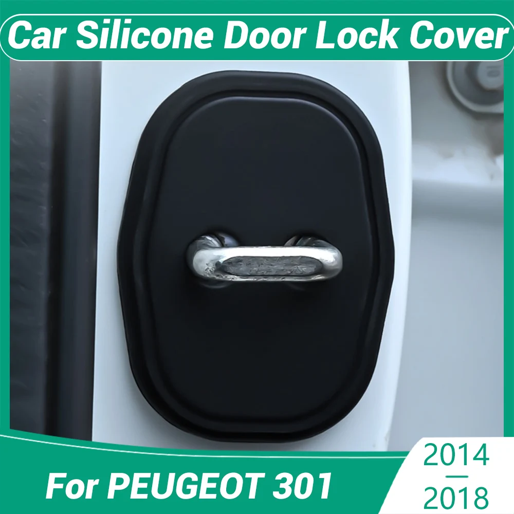 

For PEUGEOT 301 2014-2018 Car Decorat Protecte Door Lock Cover Decoration Accessories Silicone Mute Damping Cushion
