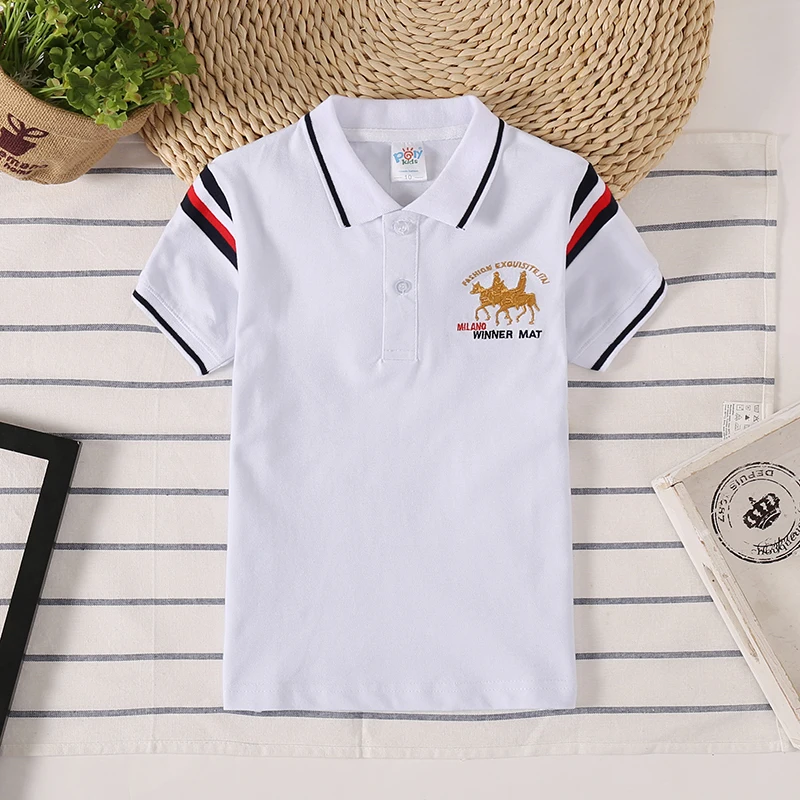 

2-8 Years Baby Boy Polo Shirt Solid Embroidered Horse Baby Boy T Shirt Kids Sports Tee Child Short Sleeve Shirts Toddler Clothes