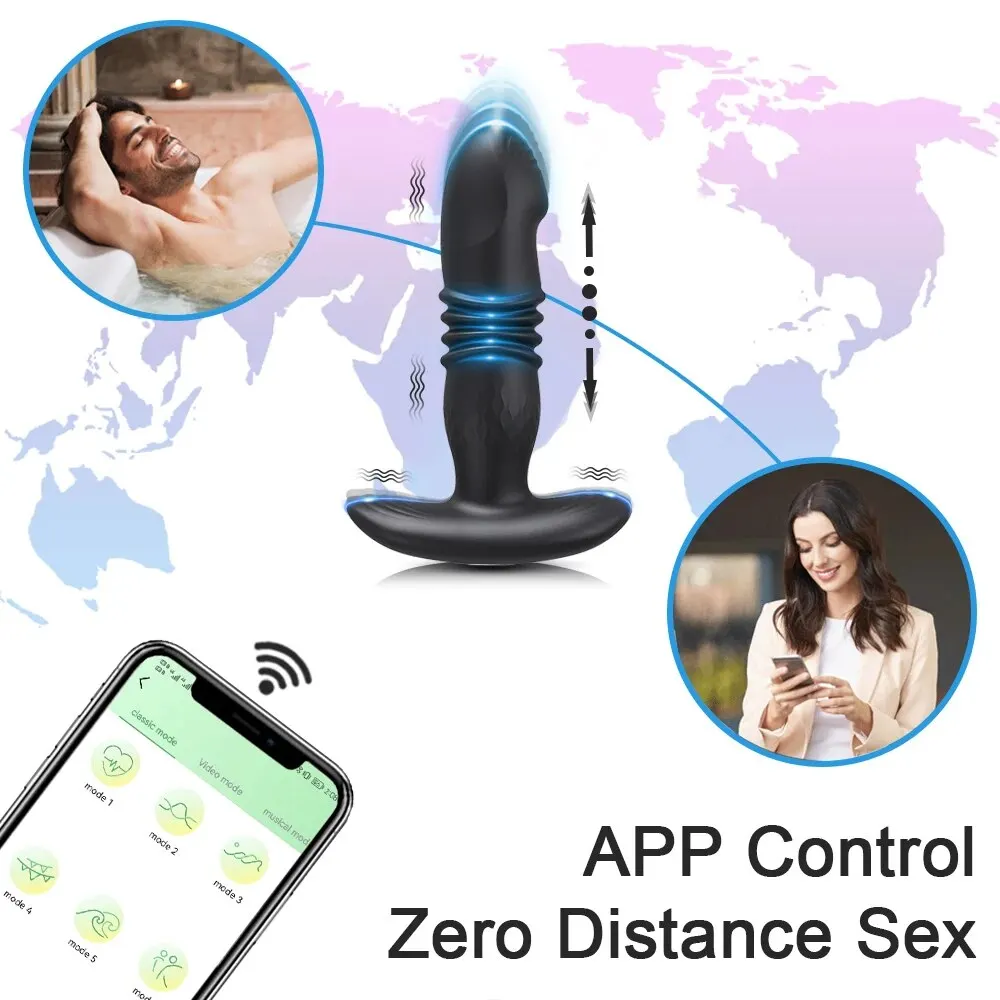 Telescopische Trillende Butt Plug Anale App Vibrator Draadloze Afstandsbediening Seksspeeltjes Voor Vrouwen Kont Anale Dildo Prostaat Massager Buttplug