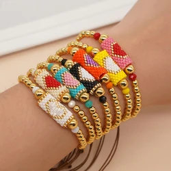 1szt New In Love Heart Charm Gold Bead Bracelet Boho Fashion Summer Beaded Bracelets For Chic Women Jewelry Best Friendsh