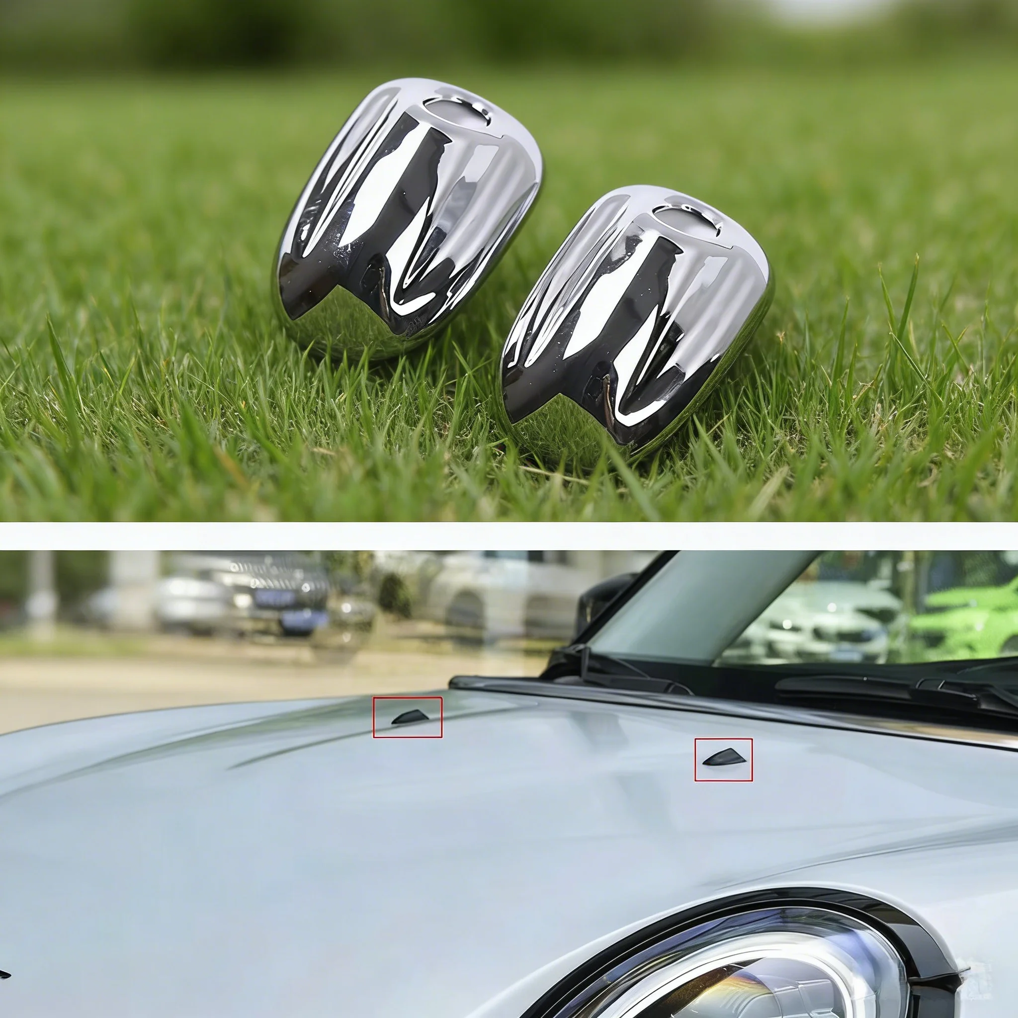 

For Mini Cooper S One Clubman F54 F55 F56 F60 Countryman 2pcs Windshield Wiper Nozzle Cover Chrome Cap Car Styling Accessories